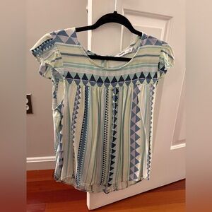 Sonoma Geometric Blue and Green Blouse